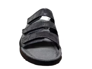 Rohde Rohde 1930 82 Leren Dames Slippers Teenslippers Voorgevormd Voetbed klittenbandsluiting Grijs