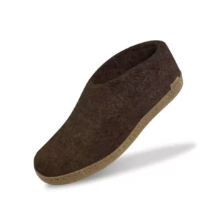 Glerups Glerups Lage Wollen Sloffen Leren Zool Bruin
