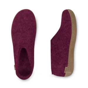Glerups Glerups Lage Wollen Sloffen Leren Zool Cranberry
