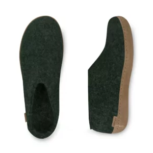 Glerups Glerups Lage Wollen Sloffen Leren Zool Groen