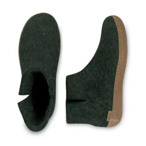 Glerups Glerups Hoge Wollen Sloffen Leren Zool Groen