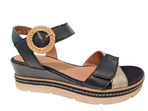 Remonte Remonte Zwarte Leren Dames Sandalen