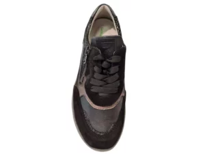 Waldlaufer Waldlaufer Brede Zwarte Leren Dames Sneakers