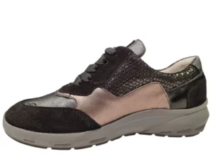Waldlaufer Waldlaufer Brede Zwarte Leren Dames Sneakers