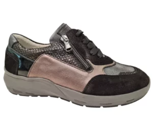 Waldlaufer Waldlaufer Brede Zwarte Leren Dames Sneakers