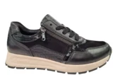 Remonte Remonte Zwarte Leren Dames Sneakers Slangenprint