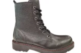 Aqa Aqa Zwarte Leren Veterboots Dames