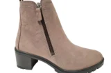 Longo Longo Nubuck Taupe Dames Enkellaarsjes