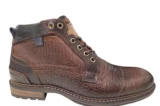 Australian Australian Bruine Leren Veterschoenen Halfhoog Heren Krokodillenprint