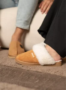 Inkuz Inkuz Dames Cognac Wamte Pantoffels Met Infrarood Verwarming